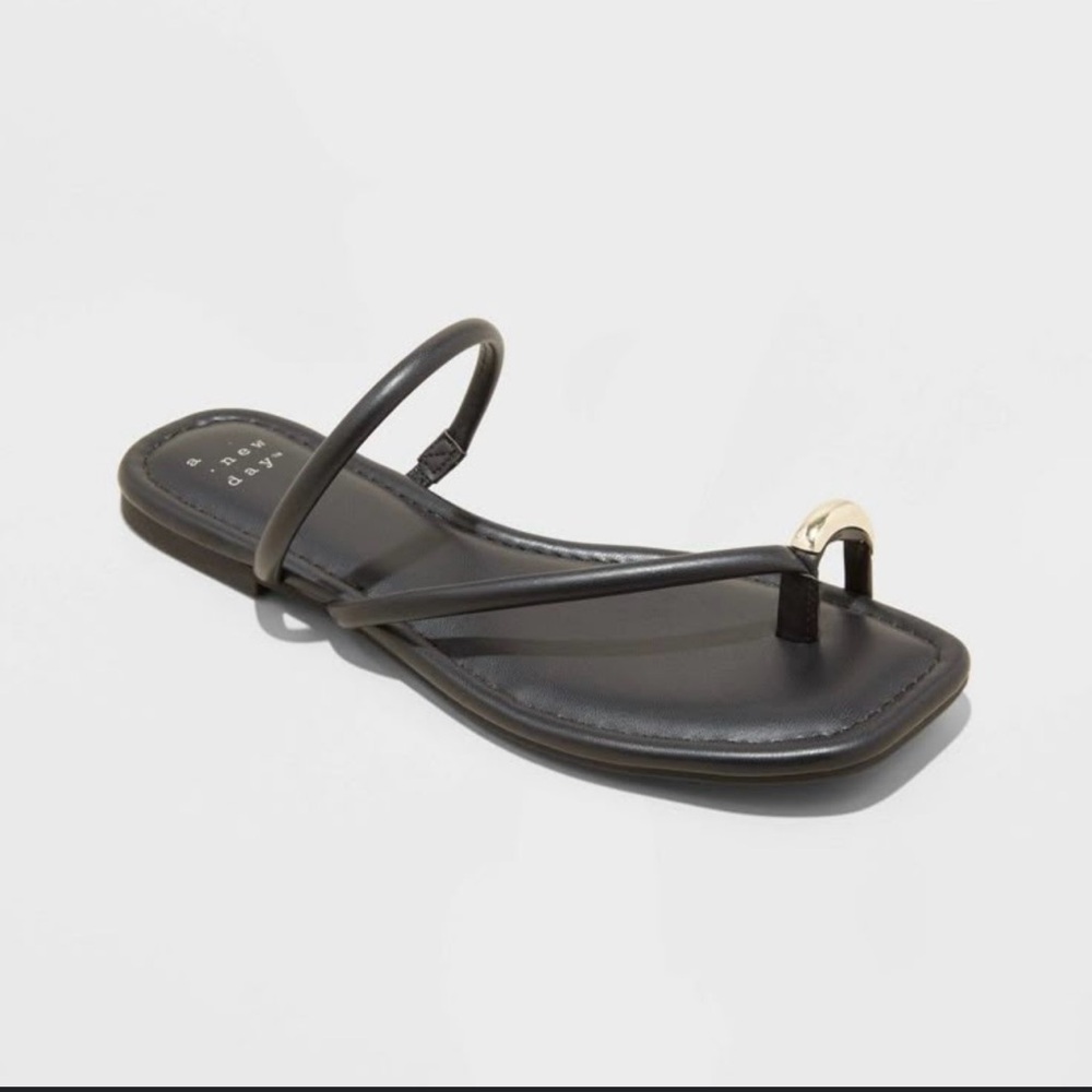 a new day Black Sandals with Gold Accent